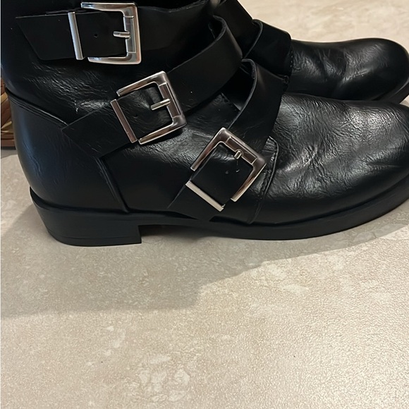 Time and Tru Black Ankle Boots with Silver Buckles - Picture 1 of 1